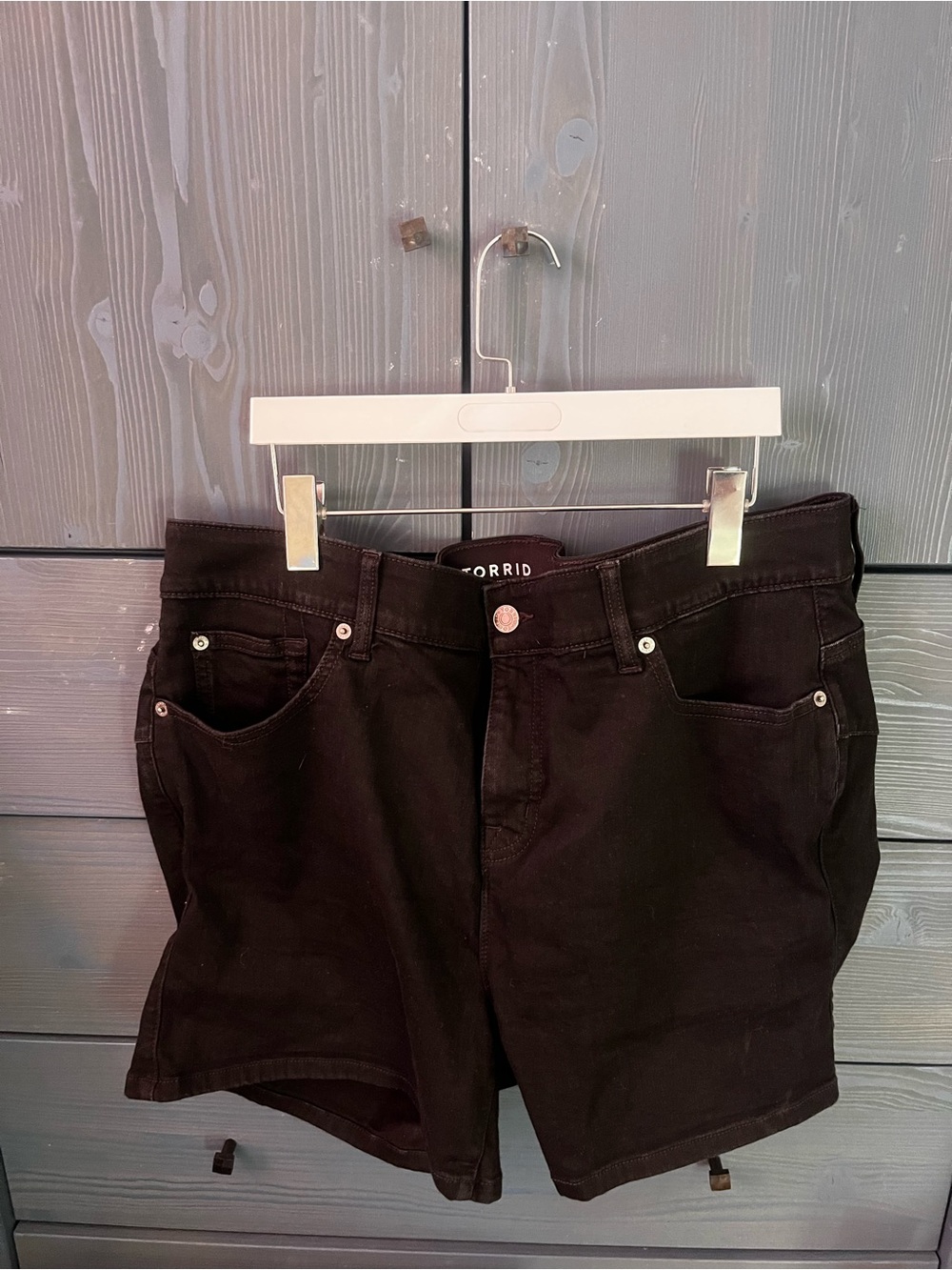 torrid Black High-Rise Stretch Denim Shorts